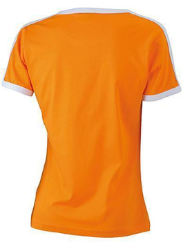 Damen Kontrast T-Shirt ~ orange/wei S
