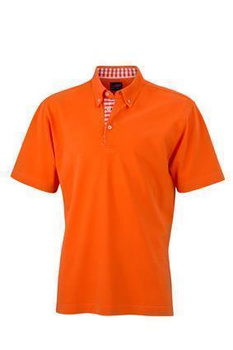 Herren Poloshirt Plain ~ dunkel-orange/dunkel-orange/wei S