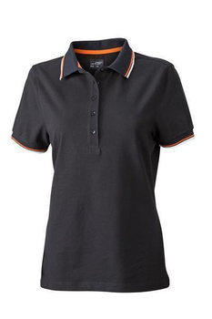 Damen Poloshirt Coldblack ~ schwarz,wei,orange L