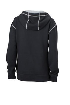 Damen Sweatshirt mit Kapuze ~ schwarz/heatergrau L