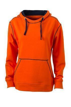 Damen Sweatshirt mit Kapuze ~ dunkelorange/navy XL