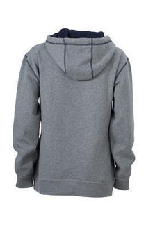 Damen Sweatshirt mit Kapuze ~ grau-melange/navy M