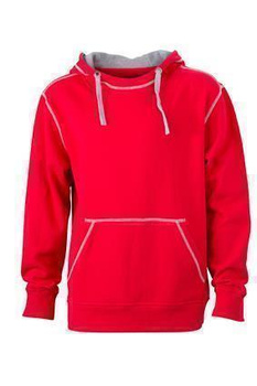 Modisches Kapuzensweatshirt ~ rot,grau S