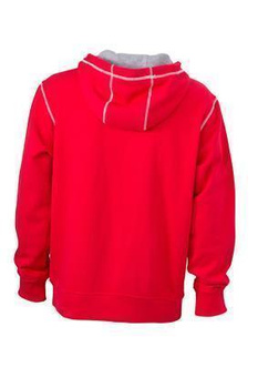 Modisches Kapuzensweatshirt ~ rot,grau L