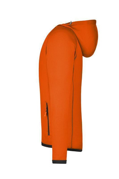 Kapuzen Fleecejacke mit Flatlocknhte ~ dunkel-orange/carbon-grau S