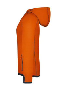 Damen Fleecejacke mit Kapuze ~ dunkel-orange/carbon-grau S