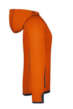 Damen Fleecejacke mit Kapuze ~ dunkel-orange/carbon-grau M