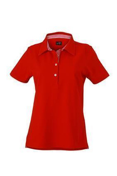 Damen Poloshirt Plain ~ rot/wei XL