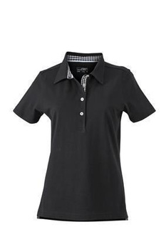 Damen Poloshirt Plain ~ wei/navy XL