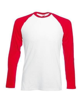 Baseball Langarm T-Shirt ~ Wei/Rot L