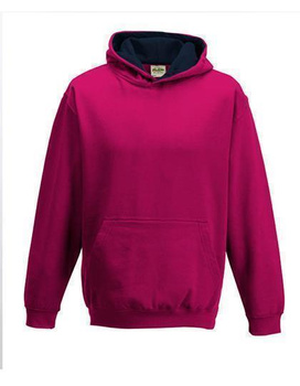 Kinder Kapuzen Sweatshirt ~ Hot Pink/French Navy 3/4 (XS)
