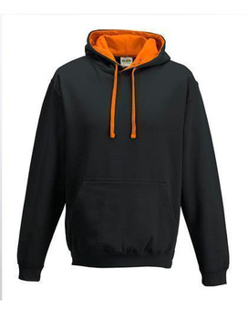 Kapuzensweatshirt ~ jet schwarz/orange crush XL
