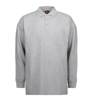 PRO Wear Langarm Poloshirt | Tasche Grau meliert L