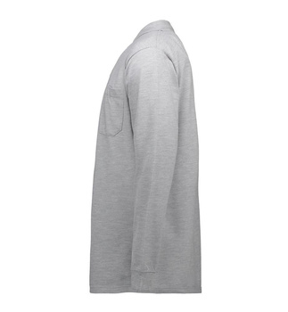PRO Wear Langarm Poloshirt | Tasche Grau meliert XL
