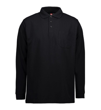 PRO Wear Langarm Poloshirt | Tasche Schwarz 2XL