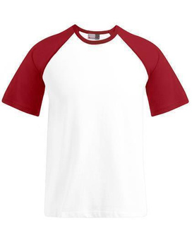 Herren Raglan T-Shirt ~ Wei/Rot L