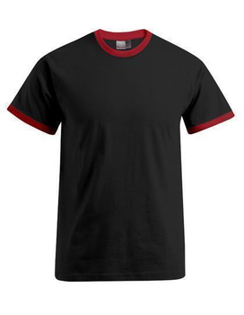 T-Shirt Contrast  ~ Schwarz/Feuerrot XXL