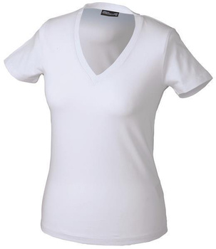 Damen V-Neck T-Shirt ~ wei XXL