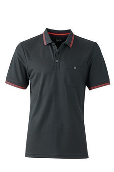Hochwertiges Herren Sport-Poloshirt  ~ schwarz/rot S