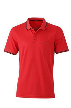 Hochwertiges Herren Sport-Poloshirt  ~ rot/schwarz M