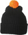 Strickmütze mit Pompon ~ schwarz/orange