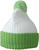 Strickmütze mit Pompon ~ weiß/lime-grün