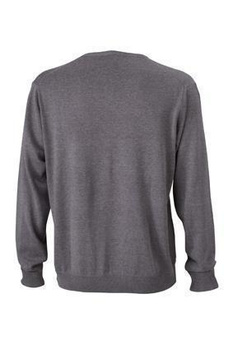 Herren Sweatshirt V-Ausschnitt ~ grau meliert S