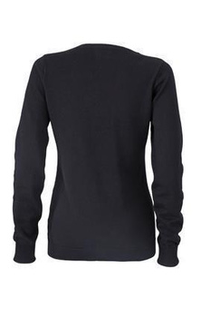 Damen Sweatshirt mit V-Ausschnitt ~ schwarz XS