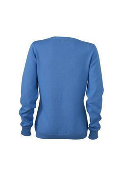 Damen Sweatshirt mit V-Ausschnitt ~ hellblau L