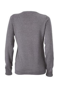 Damen Sweatshirt mit V-Ausschnitt ~ graumeliert XL