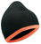 Beanie Mütze mit Kontrastrand ~ schwarz/orange