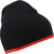 Beanie Mütze mit Kontrastrand ~ schwarz/rot