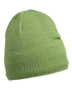 Knitted Beanie with Fleece Inset ~ limegrn