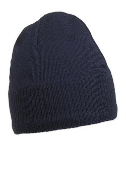Knitted Beanie with Fleece Inset ~ navy