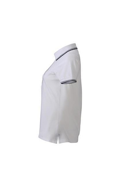 Damen Polohemd in Piqu-Qualitt ~ wei/navy XL