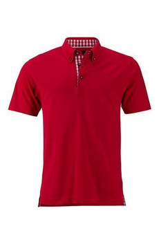 Herren Poloshirt Trachtenlook ~ rot/rot-wei XL