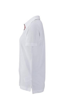 Damen Poloshirt Trachtenlook ~ wei/rot-wei XL