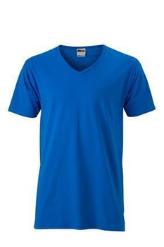 Herren Slim Fit V-Neck T-Shirt ~ cobalt XL