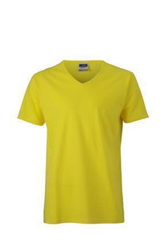 Herren Slim Fit V-Neck T-Shirt ~ gelb S
