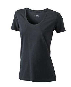 Damen Stretch Round T-Shirt ~ schwarz L