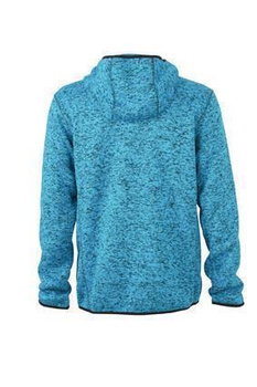 Mens Knitted Fleece Hoody ~ blau-melange/schwarz M