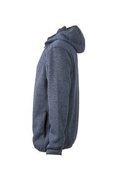 Mens Knitted Fleece Hoody ~ denim-melange/schwarz XL