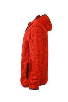 Mens Knitted Fleece Hoody ~ rot-melange/schwarz XL