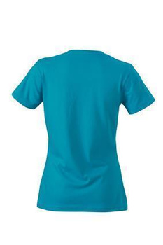 Damen Slim Fit V-Neck T-Shirt ~ caribbean-blau S