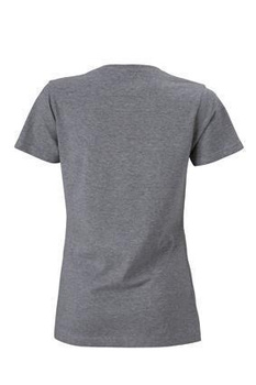 Damen Slim Fit V-Neck T-Shirt ~ grau meliert XL