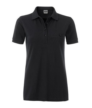 Damen Arbeits-Poloshirt mit Brusttasche ~ schwarz XL