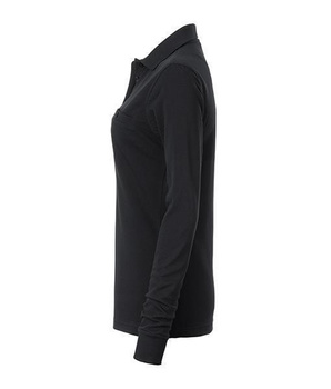 Damen Arbeits Langarm Poloshirt mit Brusttasche ~ schwarz XS