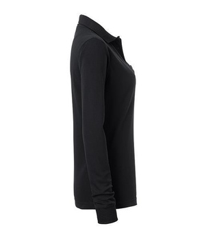 Damen Arbeits Langarm Poloshirt mit Brusttasche ~ schwarz 4XL