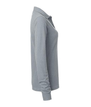 Damen Arbeits Langarm Poloshirt mit Brusttasche ~ grau-heather XS