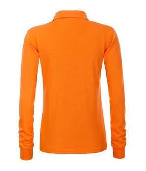 Damen Arbeits Langarm Poloshirt mit Brusttasche ~ orange XXL